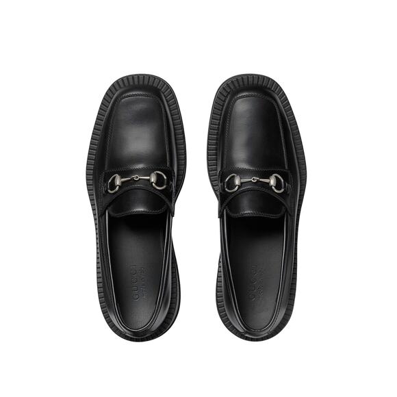 NIB Gucci Horsebit Chunky Loafers 11.5 US 12 Lug Sole Black Leather Shoes $990 main image 9